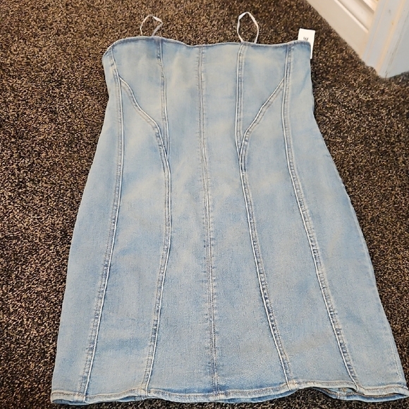 Garage Blue Strapless Bodycon Dress for Night Out - Picture 3 of 4